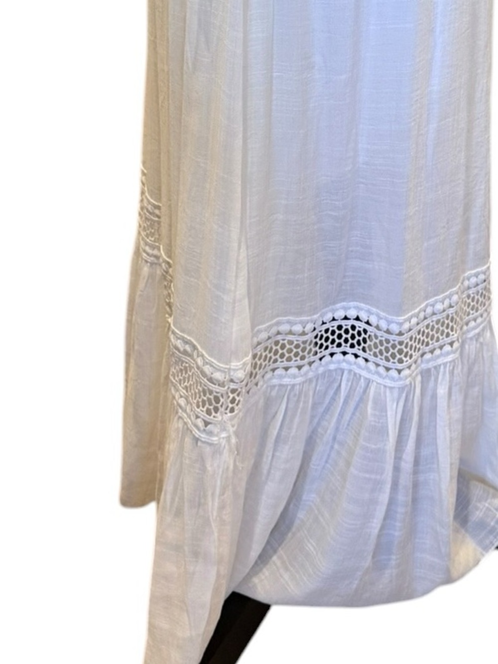 J Gee White Midi Maxi Graduation Dress Smocked Waist Flutter Sleeves Size Large - Picture 5 of 8